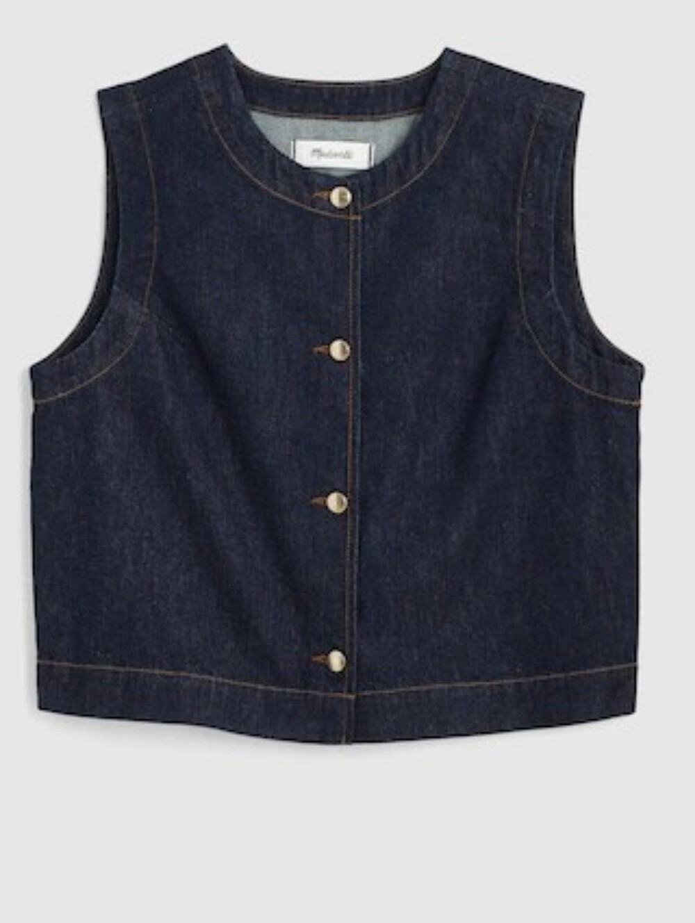 Madewell Dark Denim Sleeveless Vest - Deep Blue
